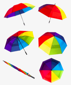 打开的雨伞七色彩虹雨伞高清图片