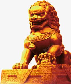 金色石狮欢庆国庆素材