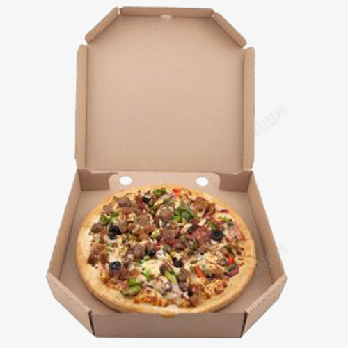 披萨外卖纸盒png免抠素材_新图网 https://ixintu.com 便携 外卖盒 敞开 木色 盒子 装食物
