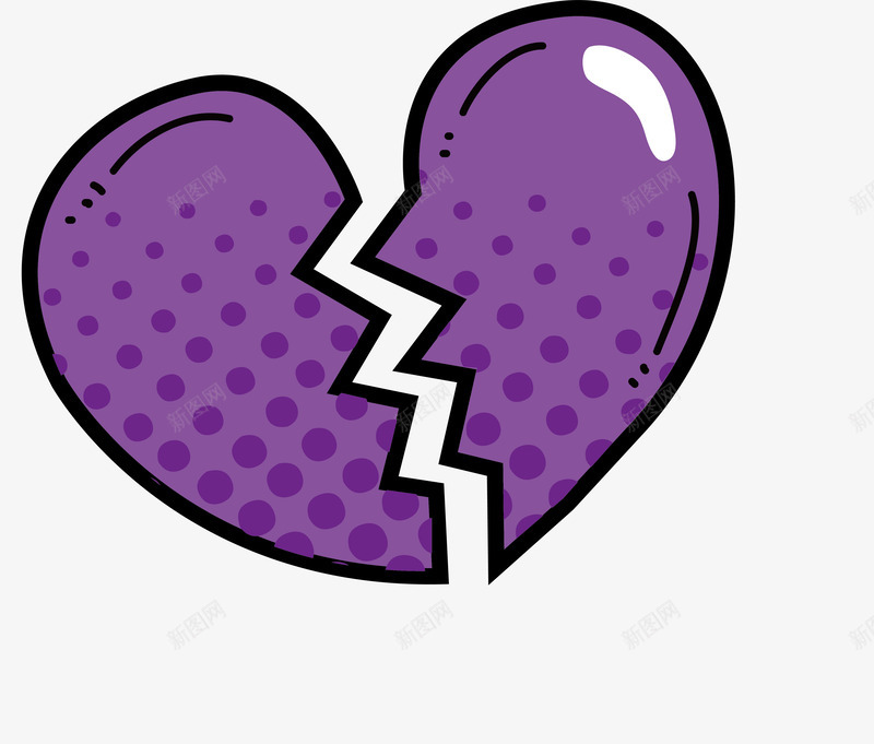 紫色破碎的心png免抠素材_新图网 https://ixintu.com 分手 心碎 矢量png 破碎 破碎的心 紫色爱心