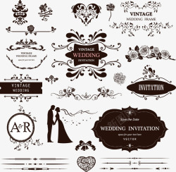 法式花纹矢量婚礼装饰图案高清图片