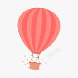 爱心热气球手绘粉色热气球节日元素高清图片