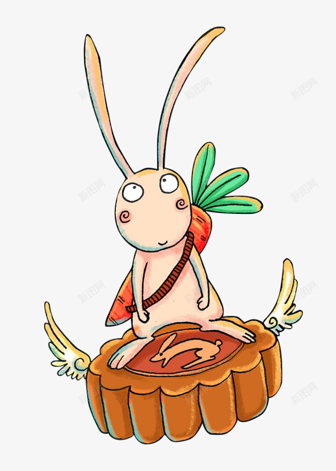 卡通玉兔月饼图png免抠素材_新图网 https://ixintu.com 卡通 月饼 玉兔 萝卜