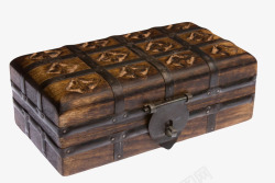 带锁木盒子金色发黑带锁的复古木盒实物高清图片
