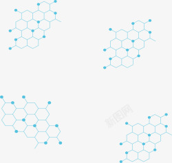 网络结构蓝色六边形分子结构图高清图片