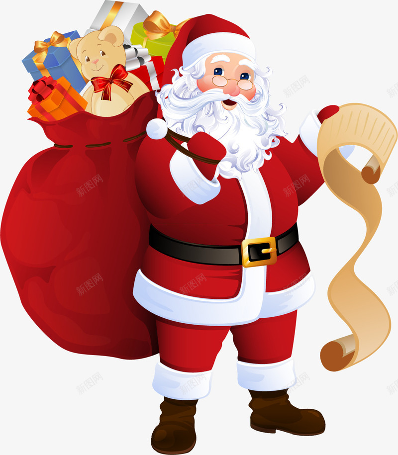 手绘礼物卡通圣诞老人png免抠素材_新图网 https://ixintu.com 卡通 圣诞老人 圣诞节老公公 礼物 背着包袱