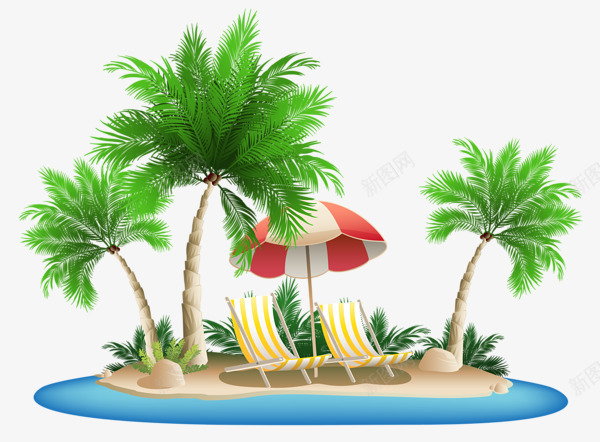 节假日旅游png免抠素材_新图网 https://ixintu.com 椰子树 沙滩 海边