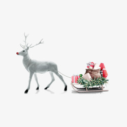 麋鹿免费png圣诞梦幻风格圣诞老人和驯鹿高清图片