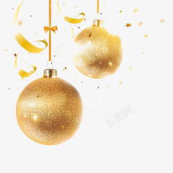 圣诞节彩球素材金色彩球高清图片