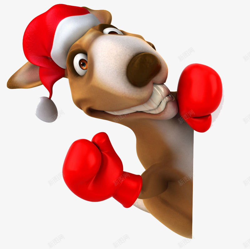 有趣的袋鼠png免抠素材_新图网 https://ixintu.com 3D动物 圣诞帽 圣诞节 拳击手套 搞怪袋鼠 文化艺术 节日庆祝