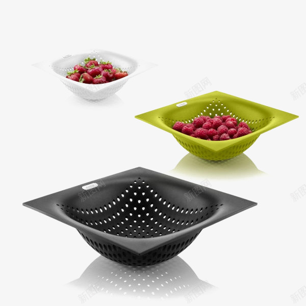 厨房滤水盆png免抠素材_新图网 https://ixintu.com 厨房用品 水果 滤水盆 绿色 黑色