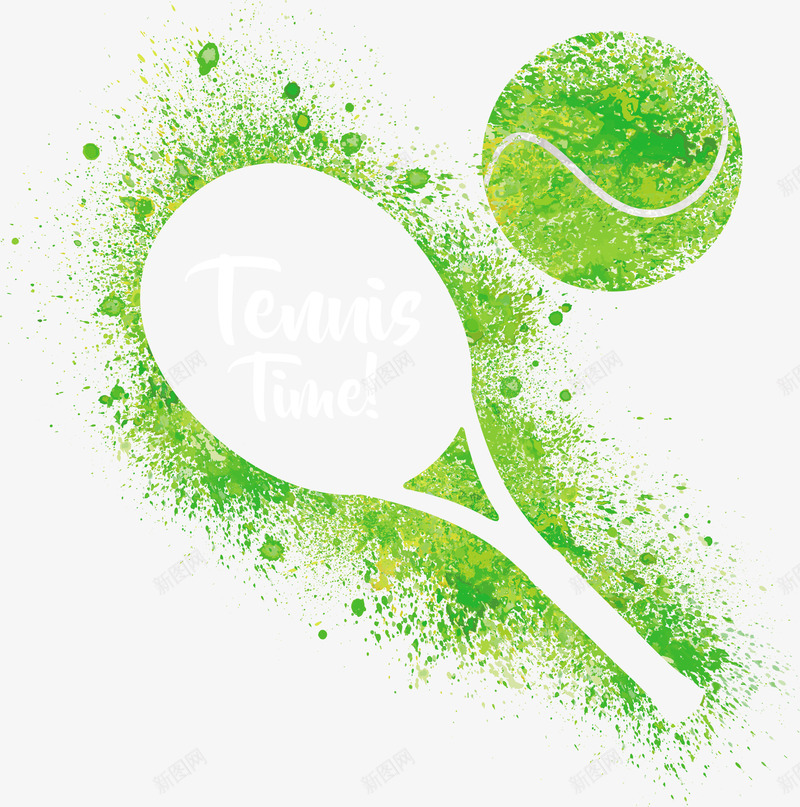 绿色网球与网球拍矢量图eps免抠素材_新图网 https://ixintu.com 创意 创意绚丽网球 矢量网球 绿色 绿色网球 网球 网球PNG 网球下载 矢量图