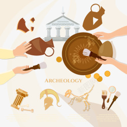 考古和考古工具矢量图素材