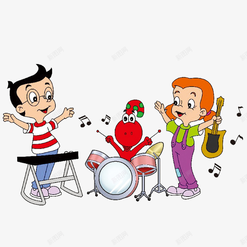 卡通唱歌表演的儿童人物psd免抠素材_新图网 https://ixintu.com 世界儿歌日 乐器 人物设计 卡通 唱歌 手绘 表演