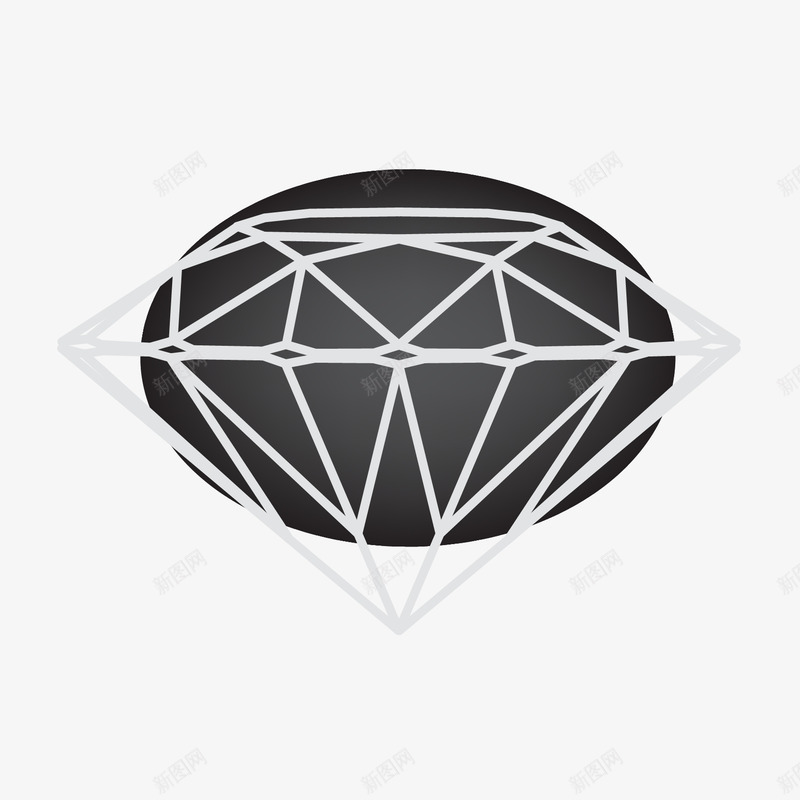 钻石装饰元素矢量图图标eps_新图网 https://ixintu.com 扁平化 钻石 黑白 矢量图