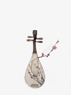 陈旧的乐器中国风梅花琵琶高清图片