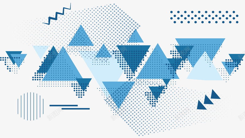 蓝色几何三角海报png免抠素材_新图网 https://ixintu.com 波点背景 矢量png 科技感 艺术 艺术感 蓝色三角形