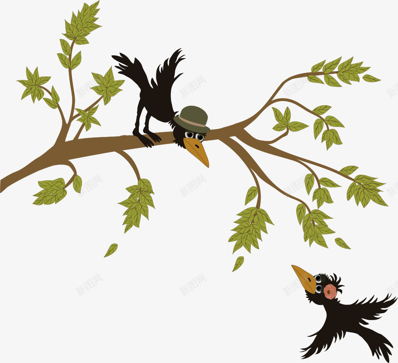 树枝上的小鸟png免抠素材_新图网 https://ixintu.com 卡通小鸟 小鸟 矢量小鸟 鸟 鸟儿 鸟类