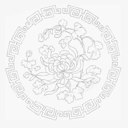 蕾丝线稿底纹中国风圆形菊花纹理高清图片