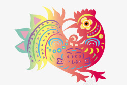 颜色艳丽的鸡年素材鸡年剪纸高清图片
