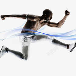 晨黑人运动员奔跑的背影高清图片