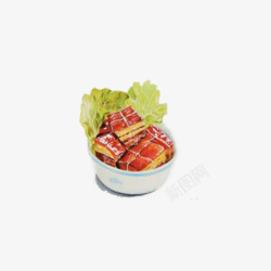 红烧肉块中国传统美食餐饮手绘红烧肉产品高清图片