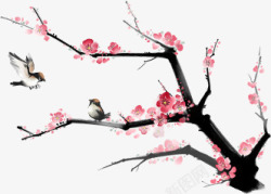 梅花上的喜鹊水墨梅花喜鹊高清图片