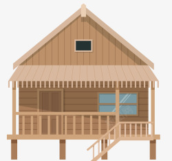 路与扁平小木屋纯木头制作的小木屋矢量图高清图片