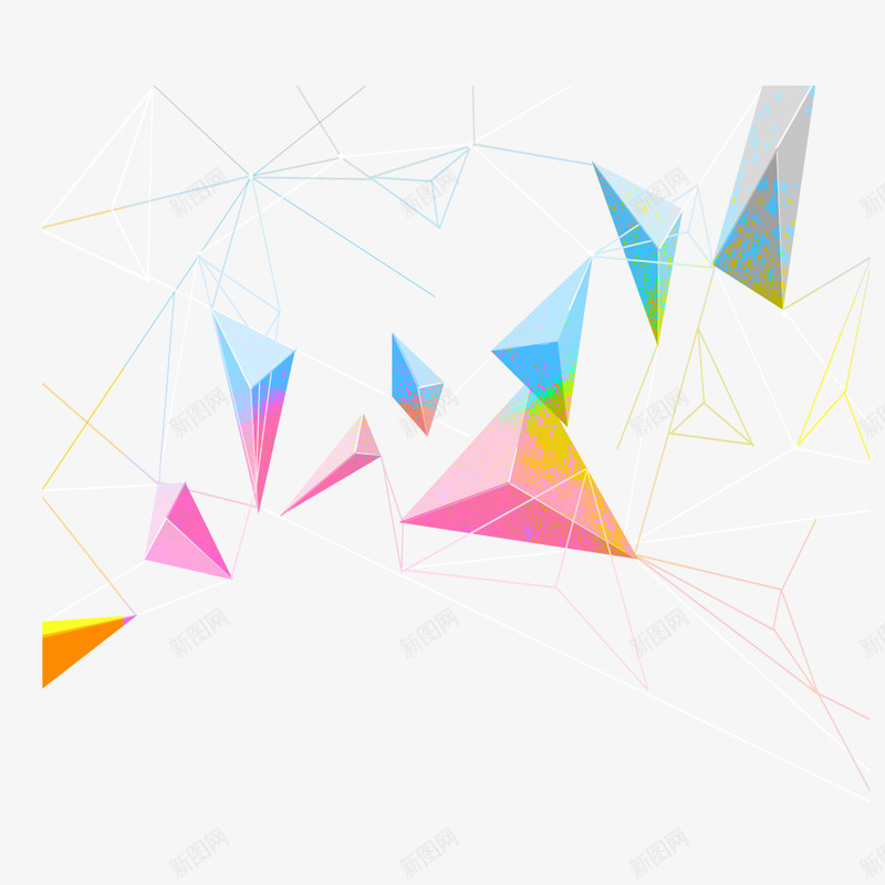 彩色漂浮三角科技装饰png免抠素材_新图网 https://ixintu.com 三角 彩色 漂浮 科技 装饰