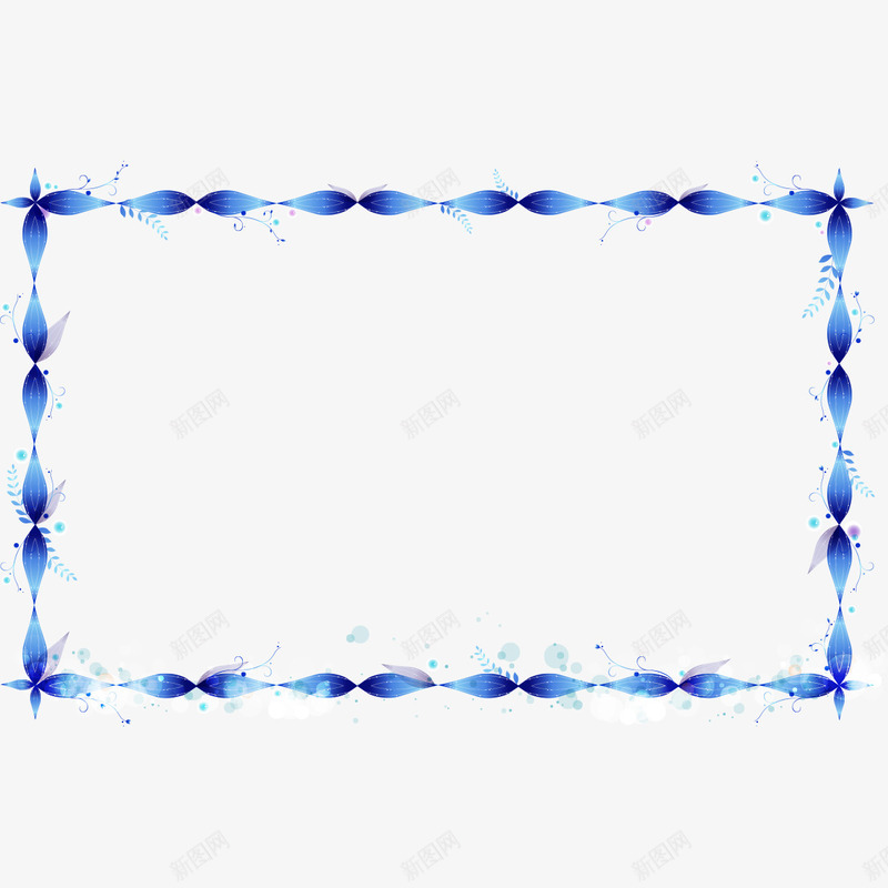 蓝色边框png免抠素材_新图网 https://ixintu.com 相框素材 蓝 蓝色边框 装饰素材 边框