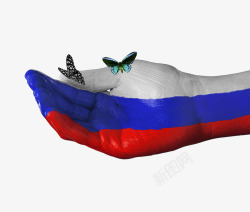 俄罗斯国旗手绘蝴蝶素材