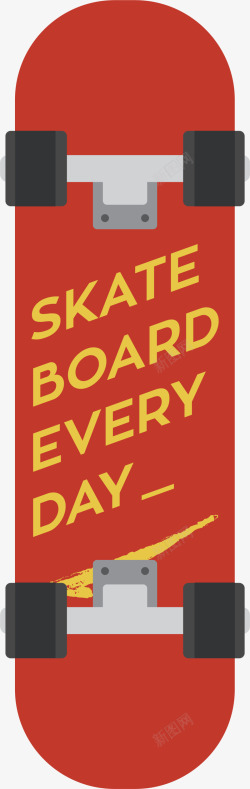 6月21日红色扁平创意滑板高清图片