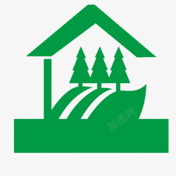 logo松树绿色简约房子松树园林logo图标高清图片