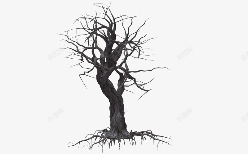 卡通手绘一棵枯树png免抠素材_新图网 https://ixintu.com 一棵枯树 创意 动漫动画 卡通手绘 树干 树枝 树根