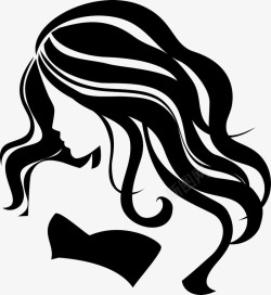 做头发的女性美女头发剪影高清图片