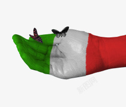 意大利国旗手绘蝴蝶素材