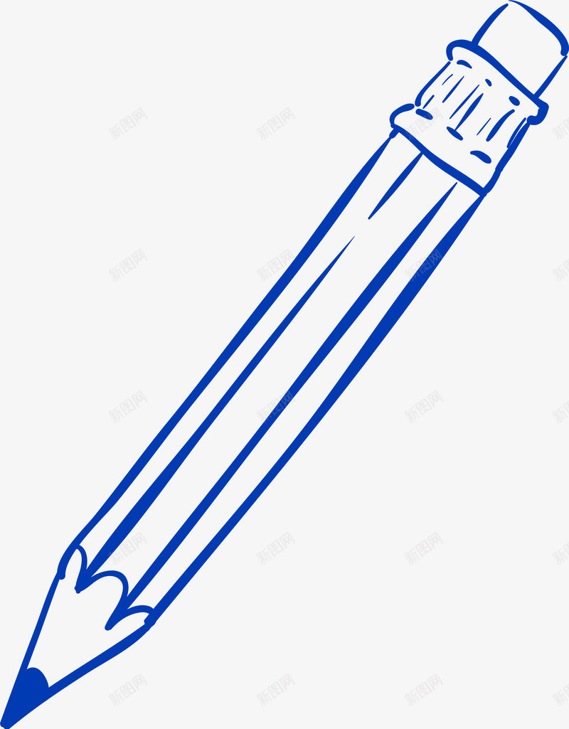 蓝色手绘铅笔png免抠素材_新图网 https://ixintu.com 卡通手绘 商务涂鸦 工具 矢量图案 蓝色 铅笔