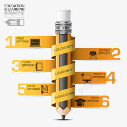 橙色铅笔图表ppt元素高清图片