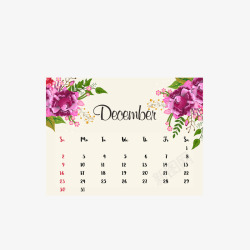 2018年12月花朵日历矢量图素材