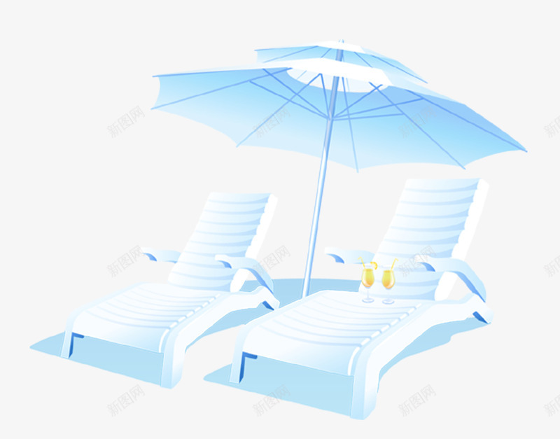 手绘海边度假的靠椅psd免抠素材_新图网 https://ixintu.com 假期 出游 度假 沙滩 海边 靠椅