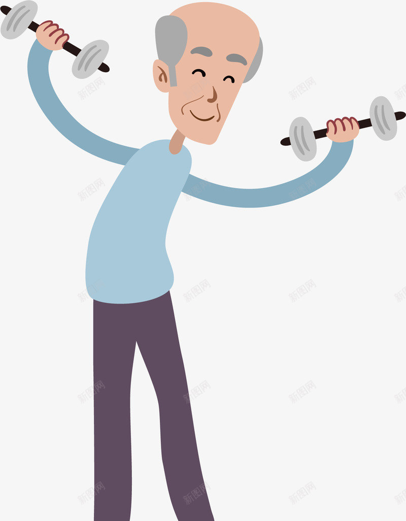 举哑铃的老年人png免抠素材_新图网 https://ixintu.com 举哑铃 康复锻炼 术后恢复 矢量素材 老年人