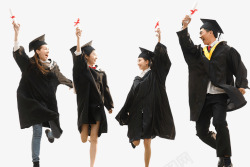 穿学士服跳跃的大学生穿学士服的大学生高清图片