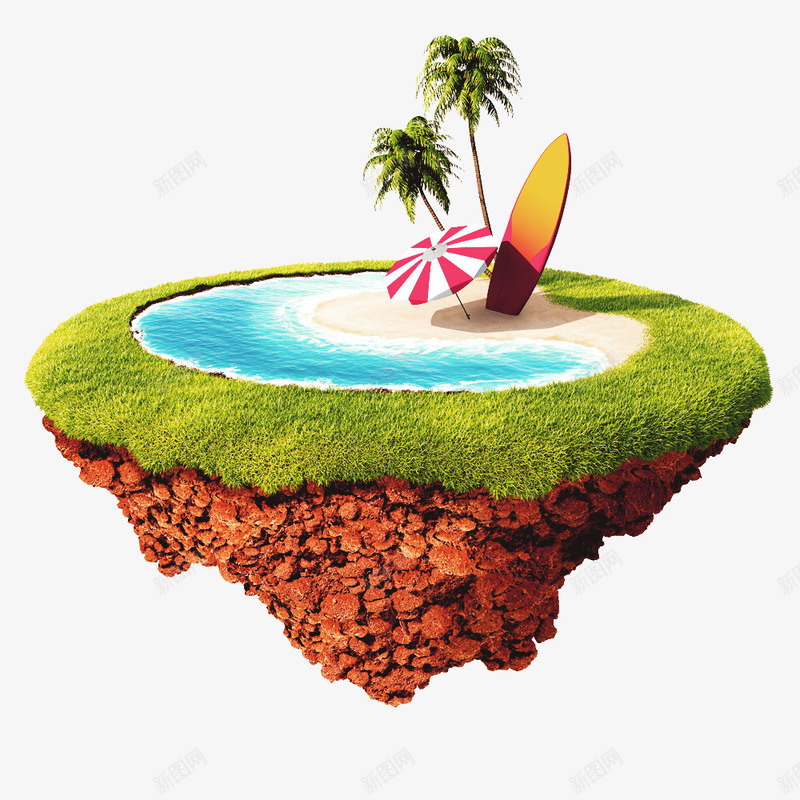 沙滩冲浪椰子树png免抠素材_新图网 https://ixintu.com 冲浪 椰子树 沙滩 海浪