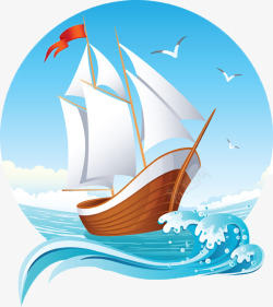 起帆帆船图案高清图片