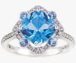 菱形指环施华洛世奇首饰淡蓝色戒指高清图片