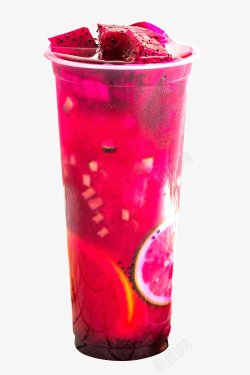 红色可乐杯青柠黄瓜火龙果水果茶高清图片