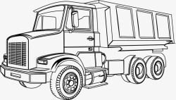 重型卡车线条白色迷你风格卡车矢量图高清图片