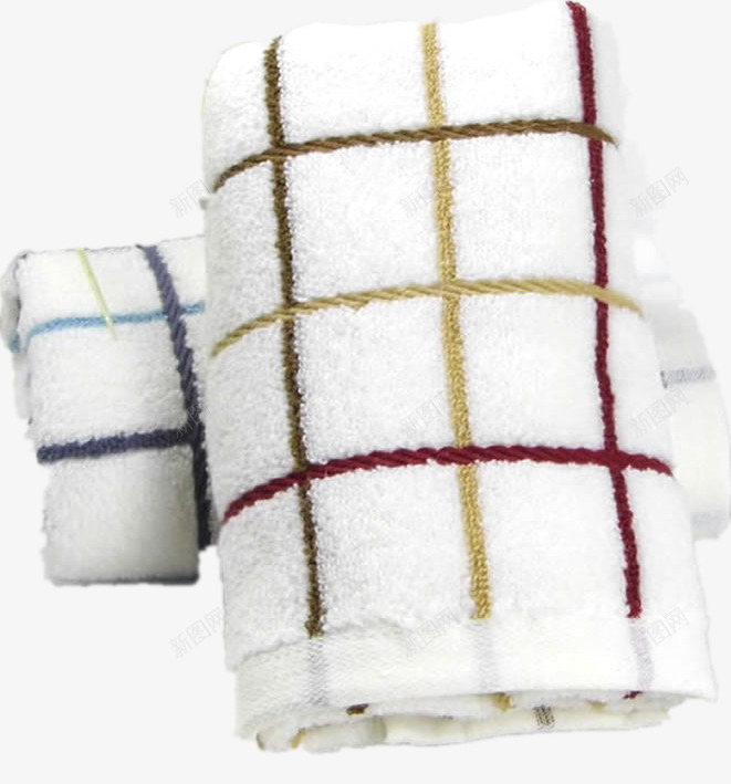 两条毛巾卷叠放在一起png免抠素材_新图网 https://ixintu.com 时尚 条纹 毛巾 白色 纯棉