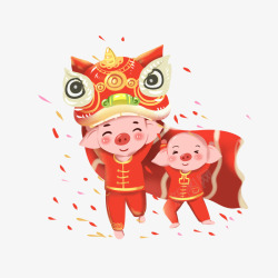 舞狮猪2019猪年舞狮舞龙送福高清图片