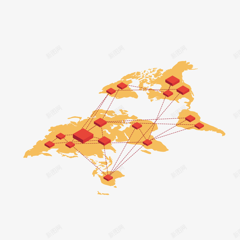 黄色商务世界地图矢量图ai免抠素材_新图网 https://ixintu.com 世界 商务 地图 素材 矢量图